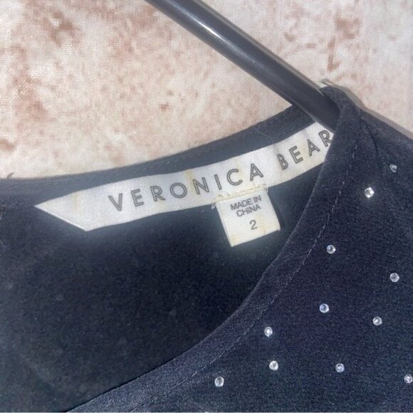 Veronica Beard Amara Ruched Silk Long-Sleeve Embellished Dress Black Siz… - Picture 9 of 10